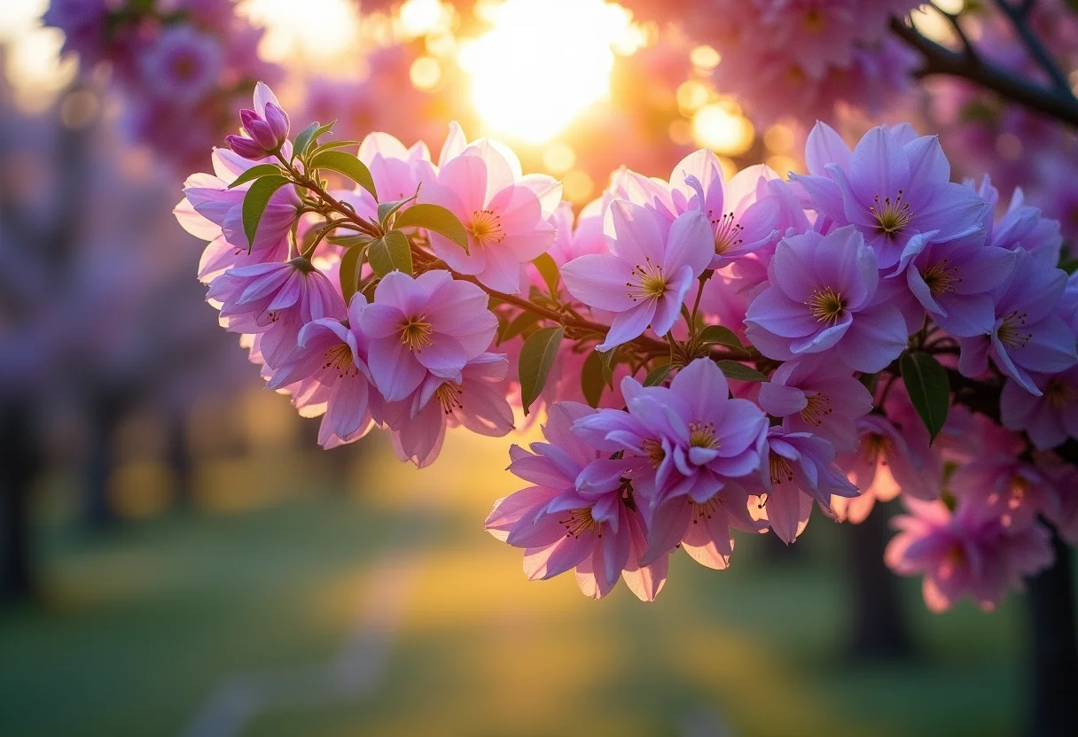 Jacarandá-mimoso em flor com pétalas roxas vibrantes sob a luz do sol