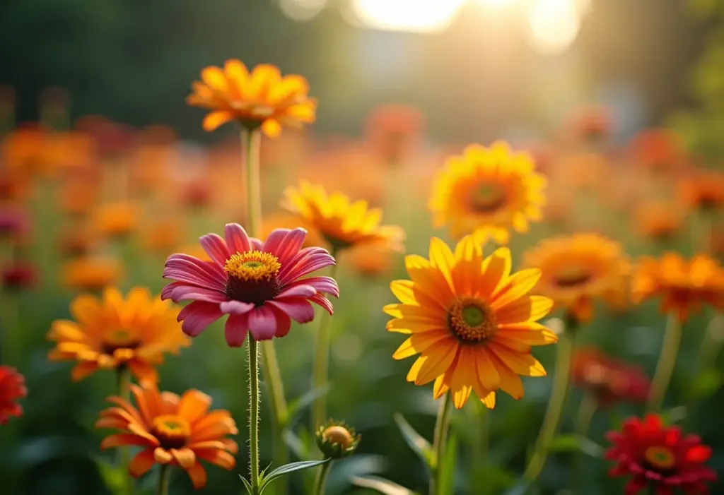 Jardim florido com flores de fácil cuidado