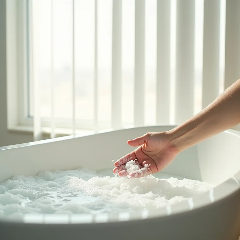 Lavando as lâminas da persiana na banheira com água e sabão.