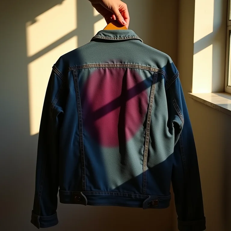 Mancha antiga de suco de uva em jaqueta jeans