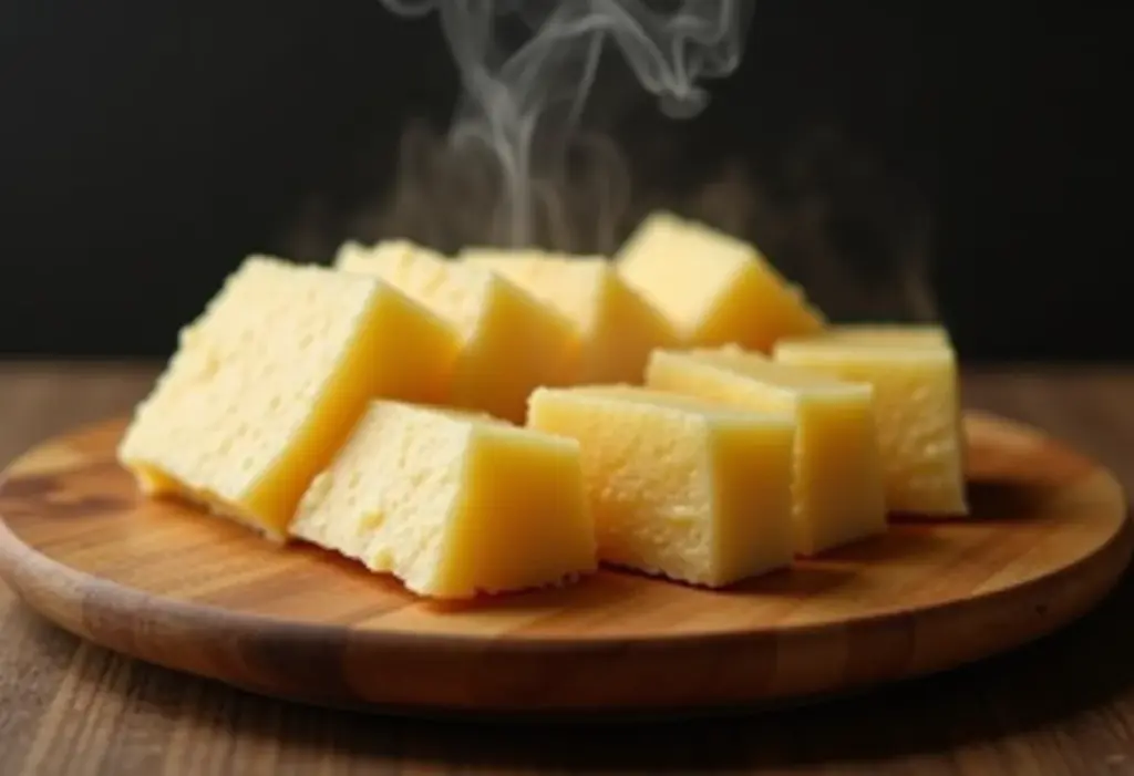 Mandioca cozida, macia e apetitosa