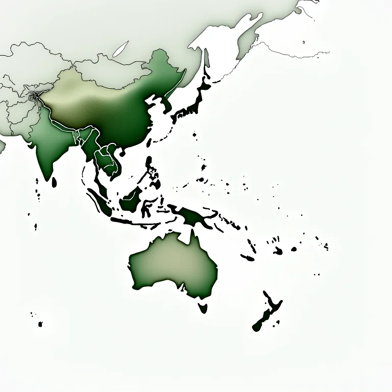 Mapa de distribuição geográfica do eucalipto arco-íris.