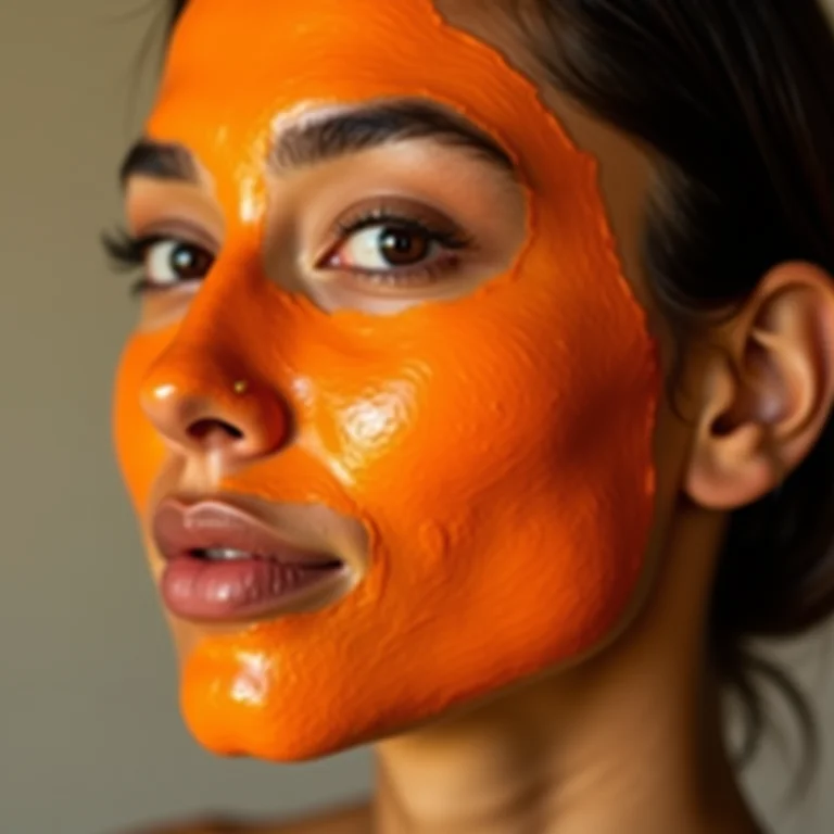 Máscara facial de mamão sendo aplicada na bochecha.