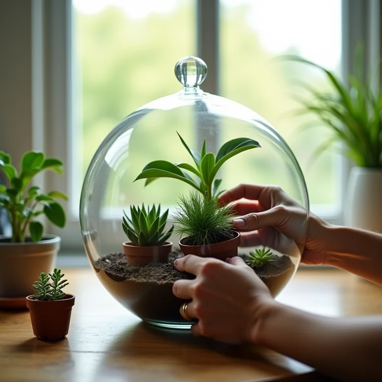 Montando um jardim de inverno pequeno em um terrário.