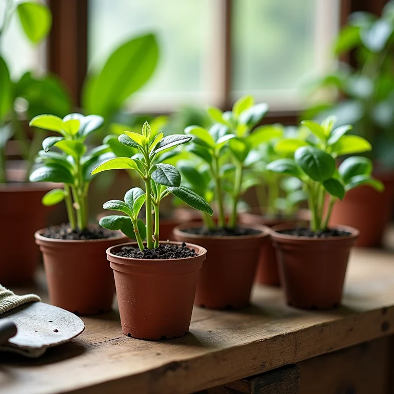 Mudas de jabuticaba em pequenos vasos prontas para o plantio
