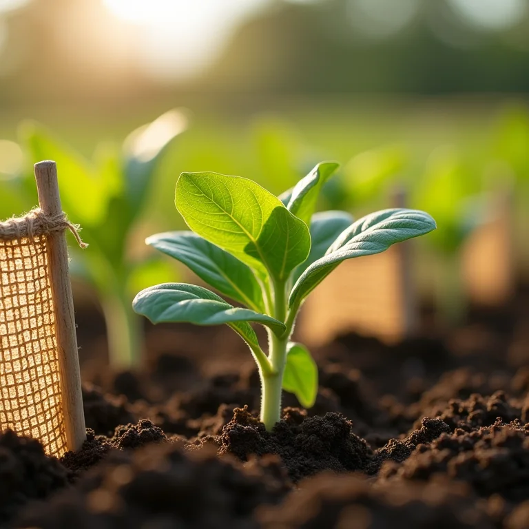 Mudas protegidas do vento.