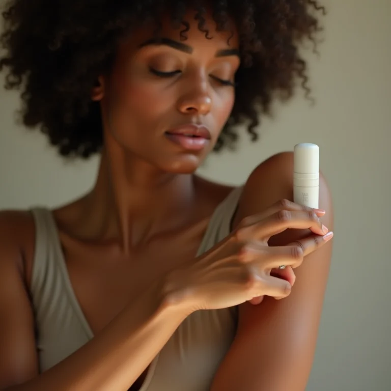 Mulher aplicando desodorante corretamente