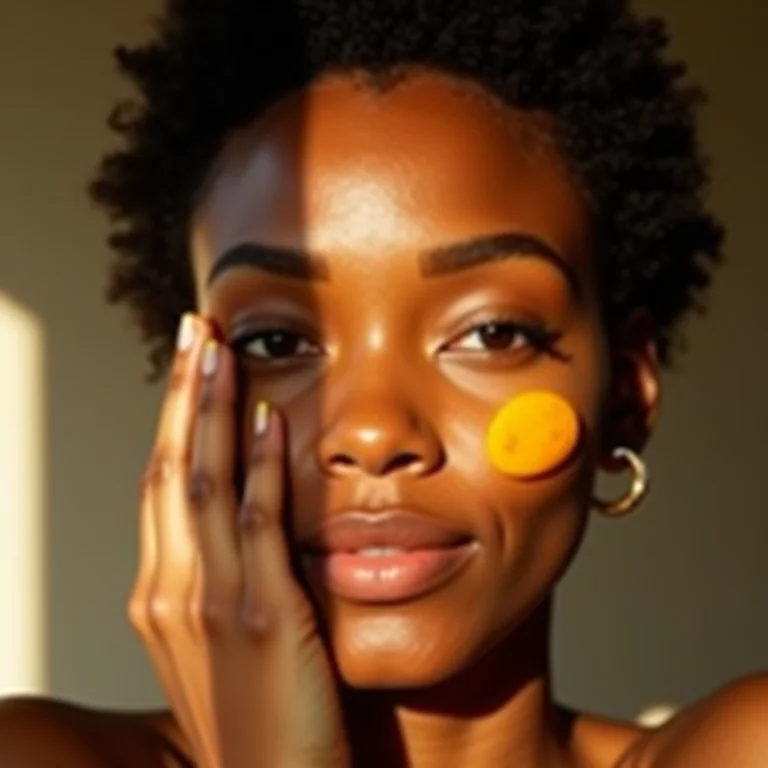 Mulher aplicando produto skincare com pitanga