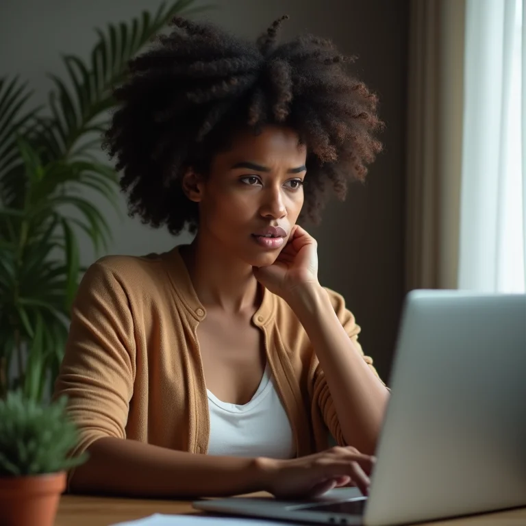 Mulher frustrada com problema na área de transferência do computador