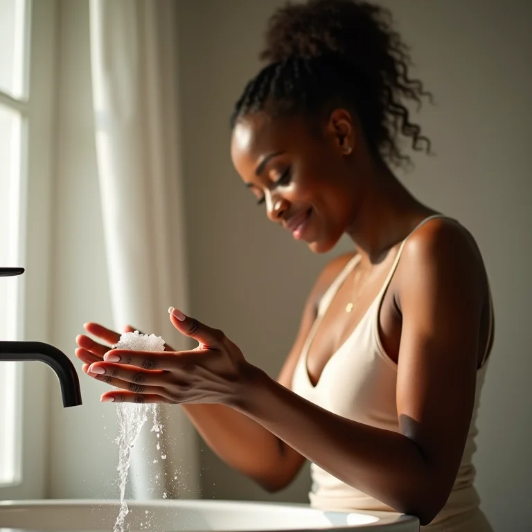 Mulher lavando as mãos com sabão
