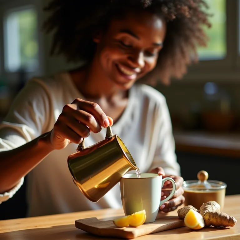 Mulher preparando chá de gengibre