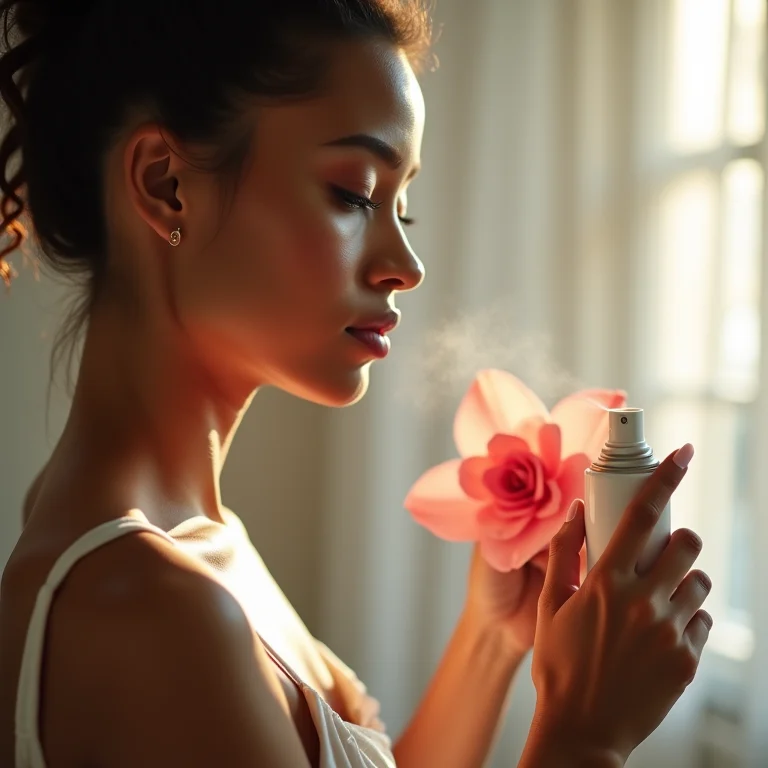 Mulher protegendo flor de papel com spray selante