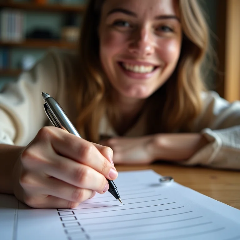 Mulher sorrindo ao completar tarefas usando a Técnica Pomodoro.