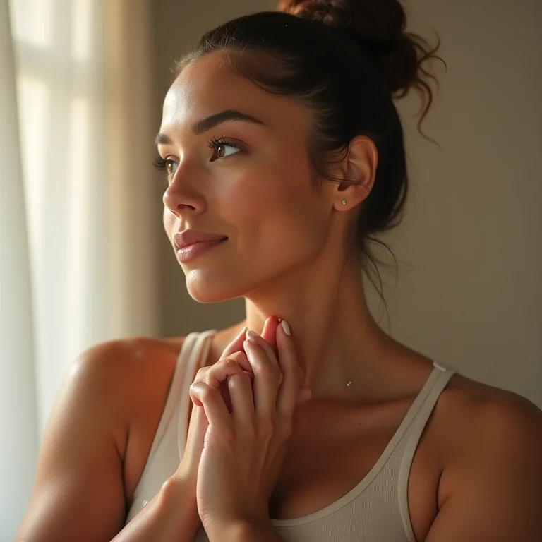 Mulher usando Akòko em rotina de bem-estar moderna