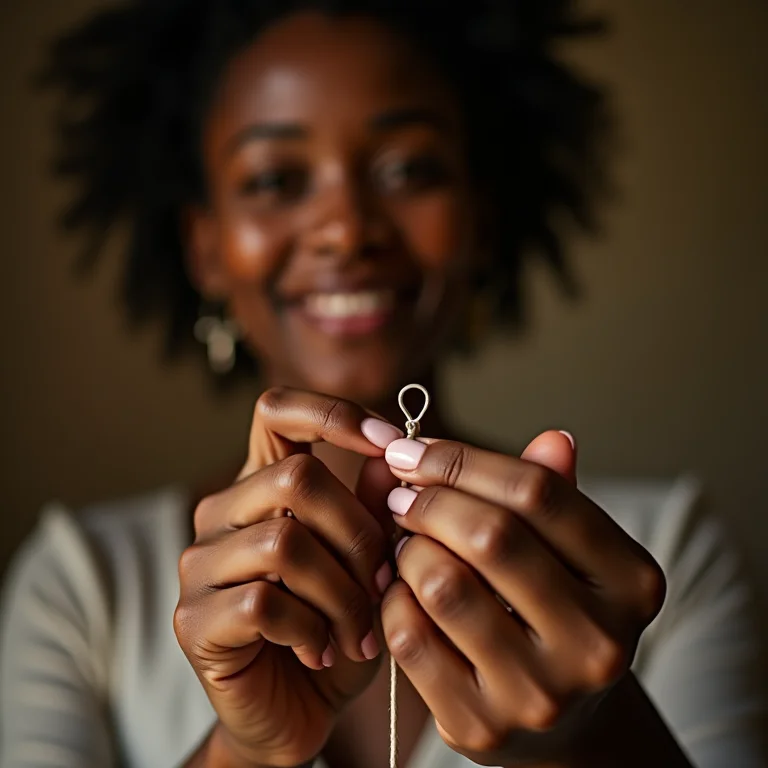 Mulher usando passador de fio dental