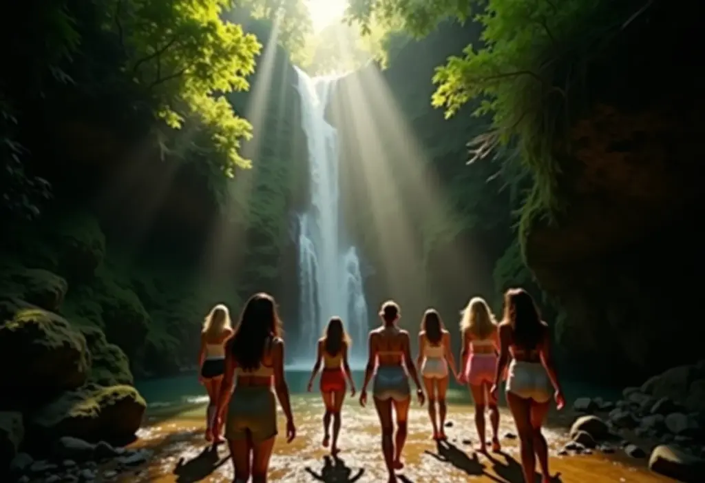 Mulheres explorando cachoeira escondida em Cabreúva