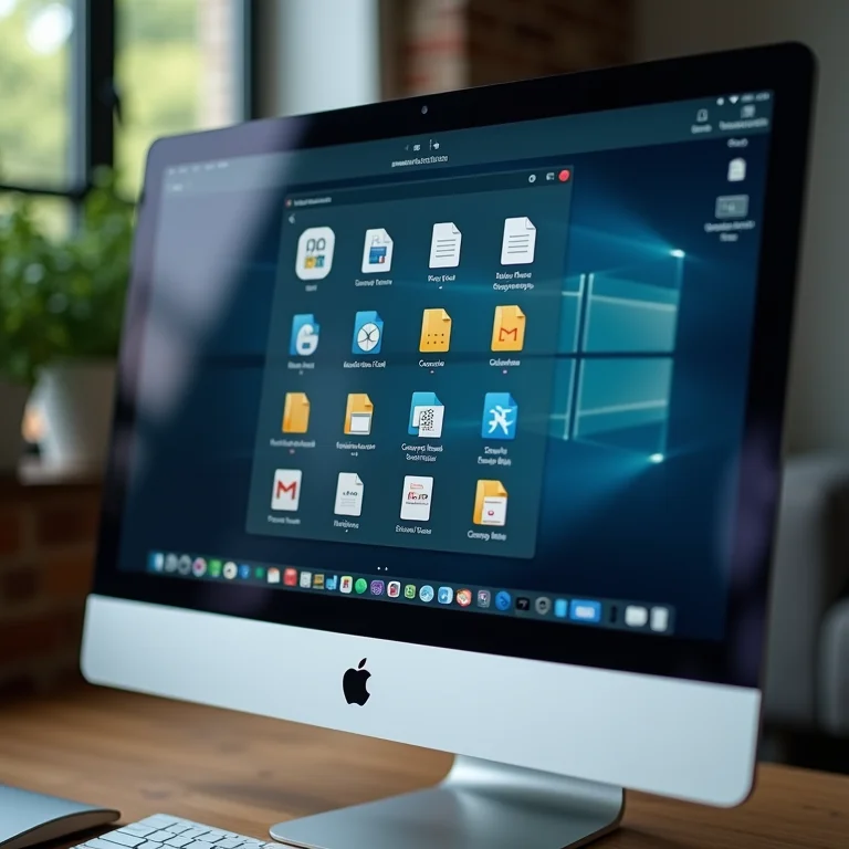 Organização automática de ícones na área de trabalho do PC.