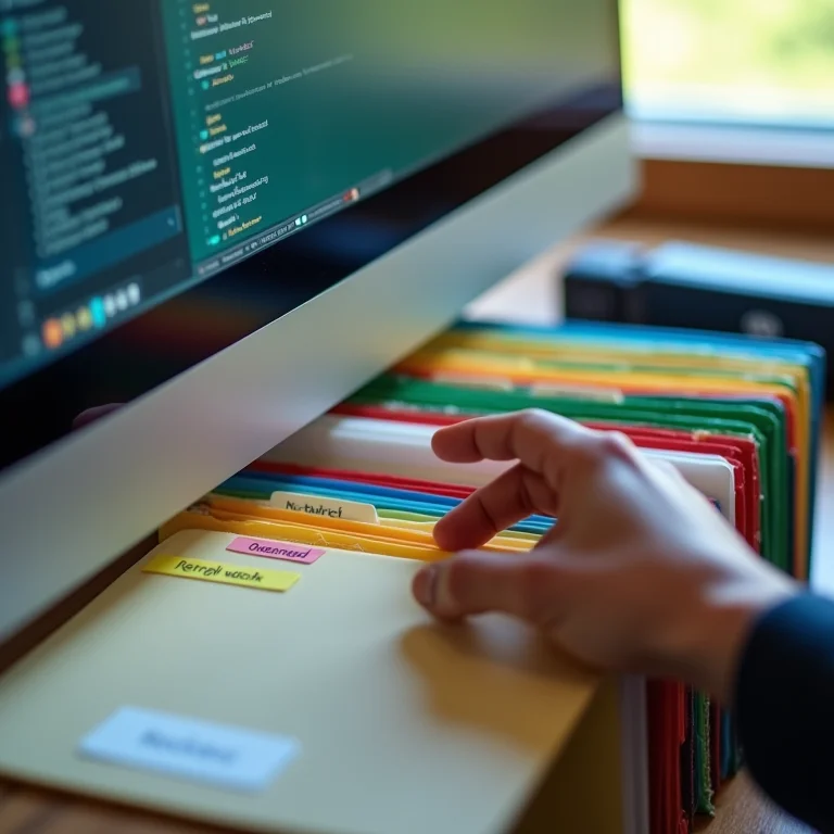 Pastas organizadas na área de trabalho do PC.