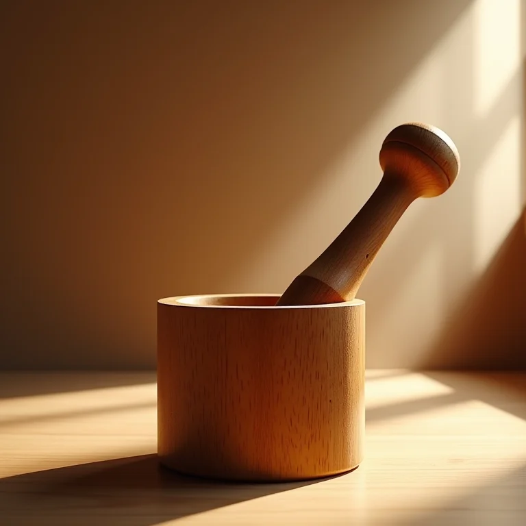 Pilão de madeira com acabamento liso