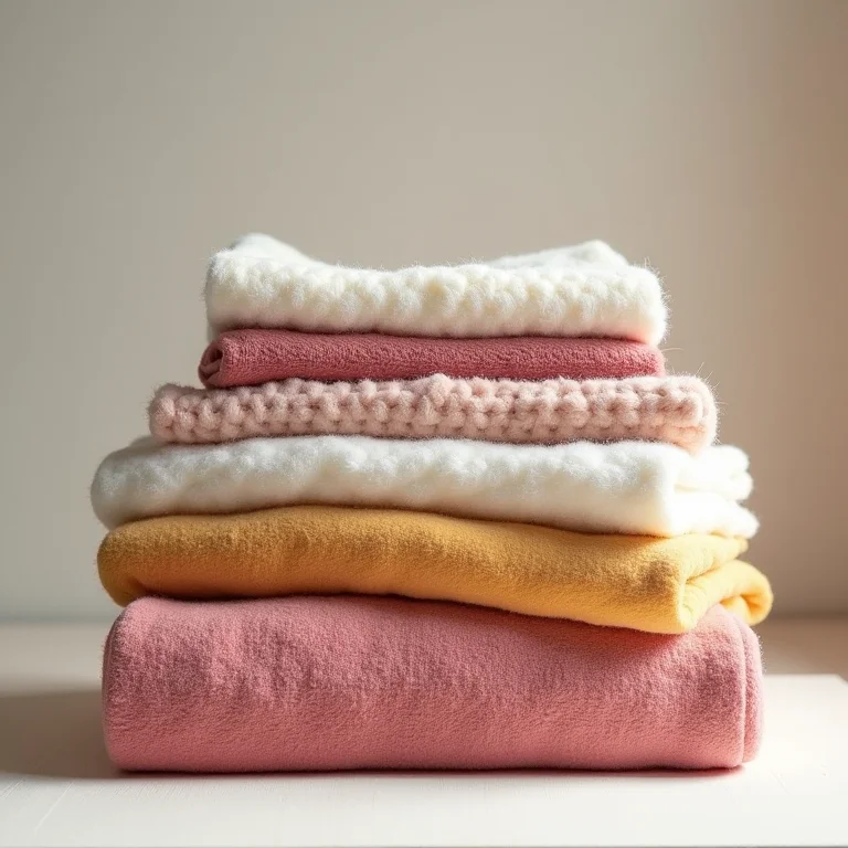 Pilhas de edredons e cobertores de fibra de paineira.