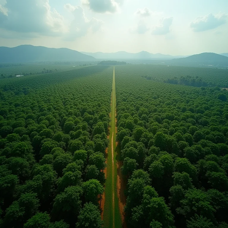 Plantação de seringueiras no Brasil.