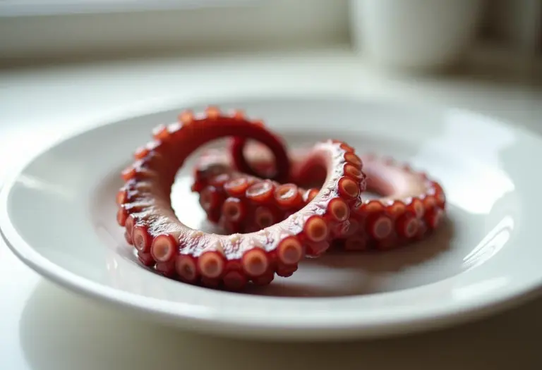 Polvo macio cozido perfeitamente em prato minimalista