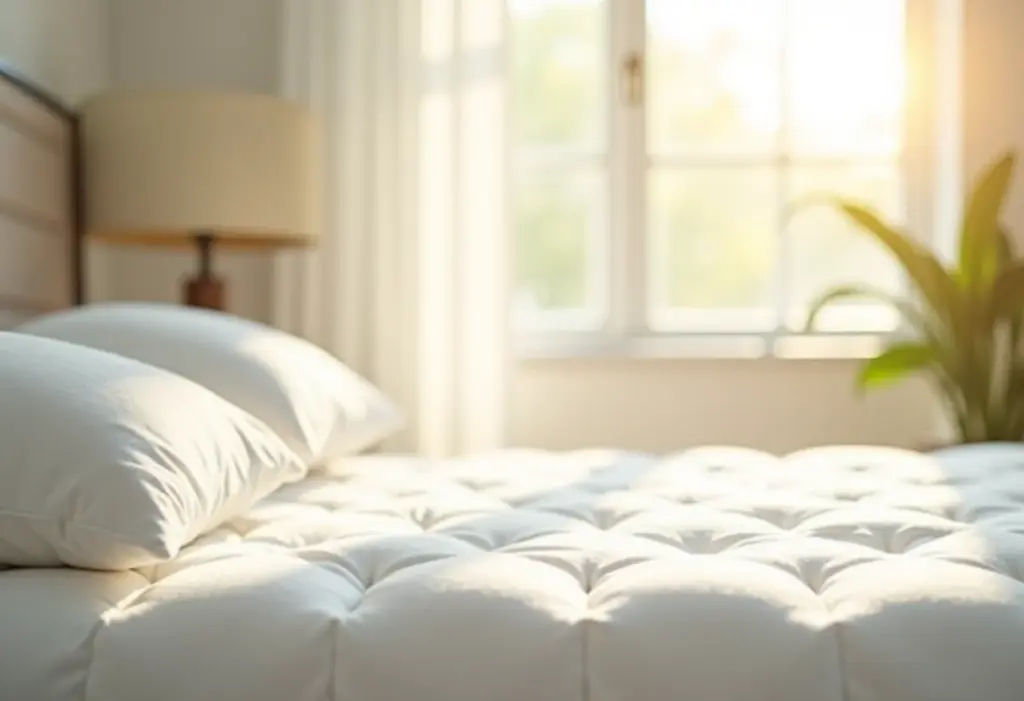 Quarto iluminado com colchão limpo