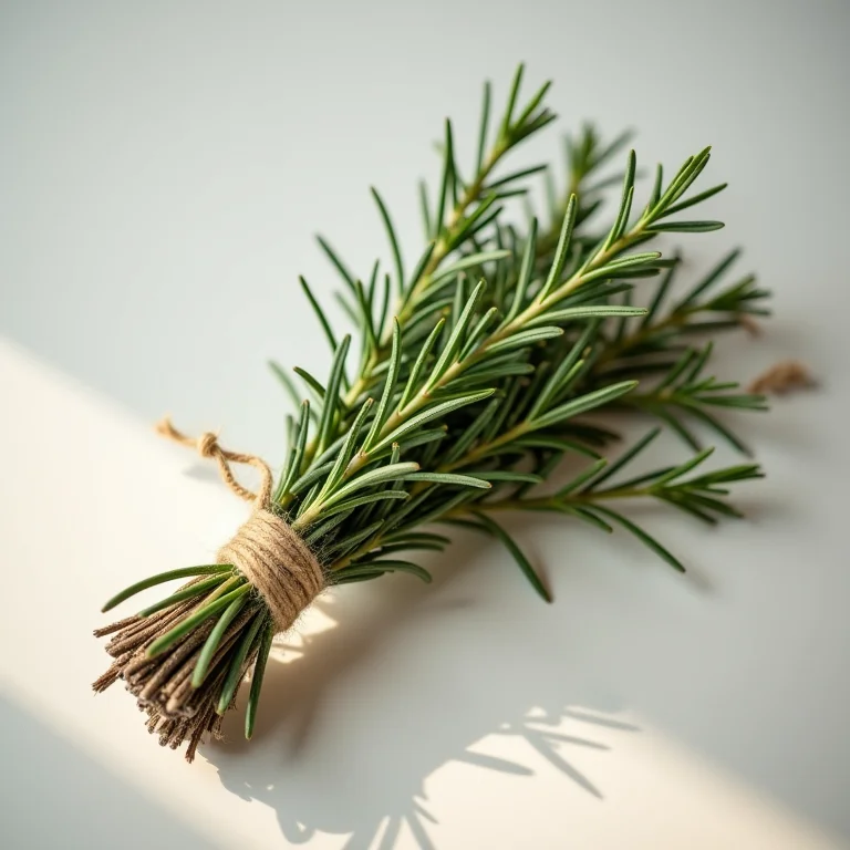 Ramos de alecrim amarrados com barbante