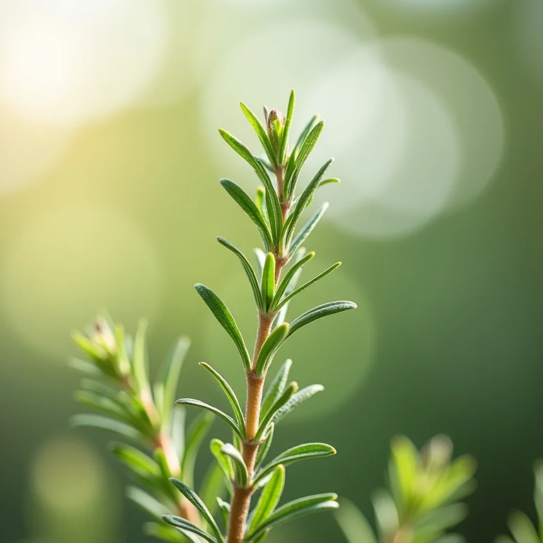 Ramos de alecrim fresco liberando aroma.