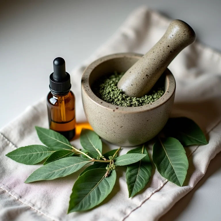 Sálvia seca e ingredientes para preparo de óleo essencial