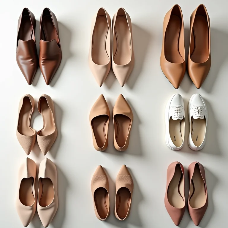 Sapatos organizados por tipo