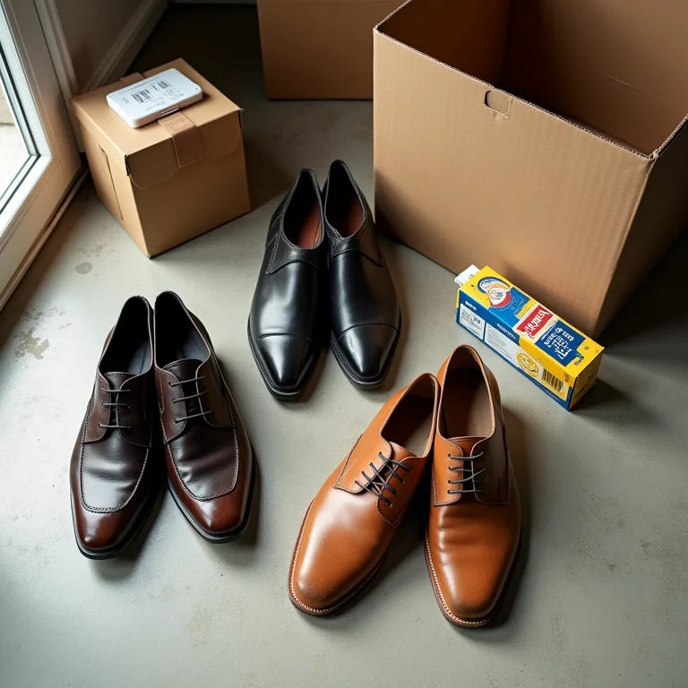 Sapatos sendo separados para doação ou descarte