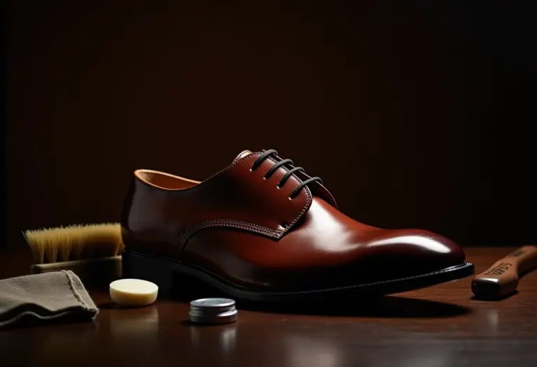 Sapatos sociais masculinos brilhando após serem engraxados