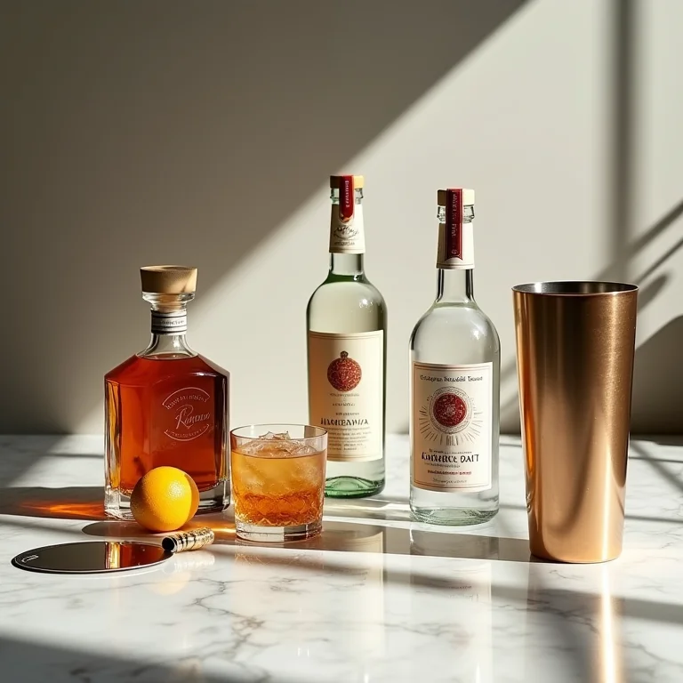 Seleção de bebidas essenciais para um carrinho de bar completo