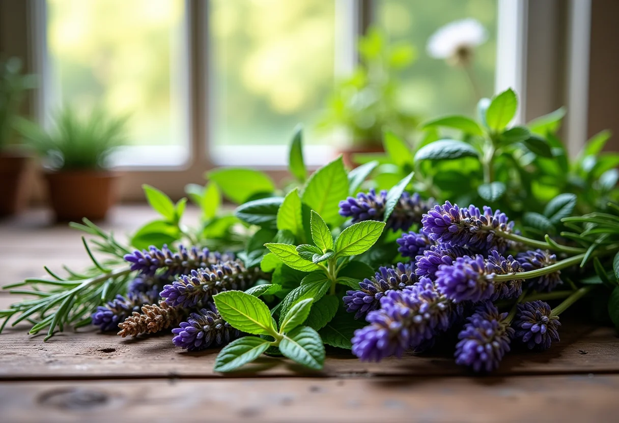 Seleção de ervas aromáticas para aromaterapia