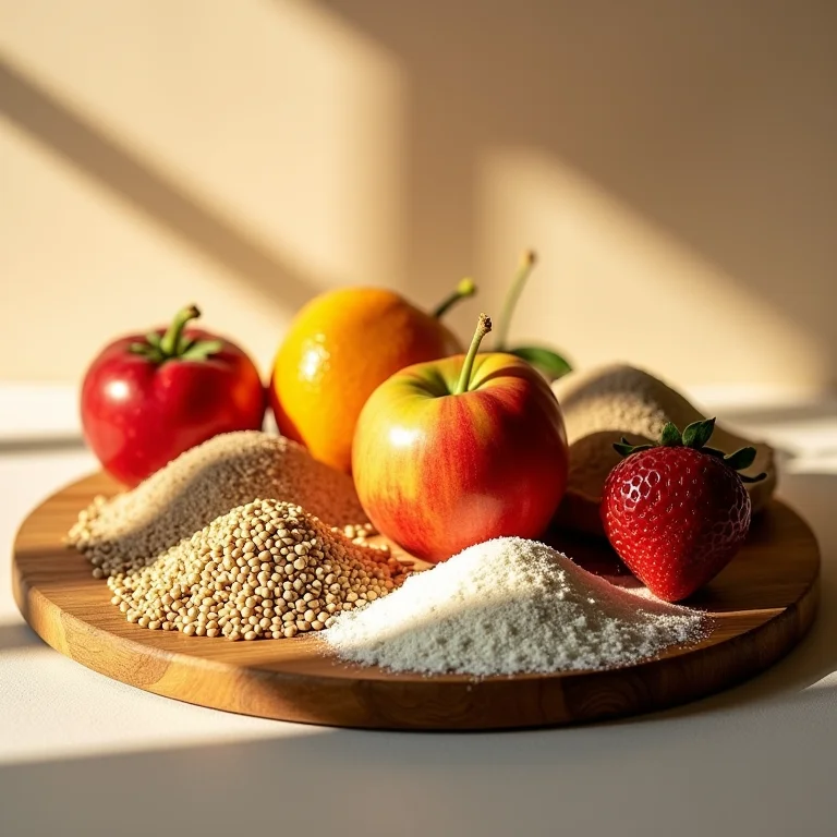 Sementes, frutas e farinhas para alimentar a fauna local.