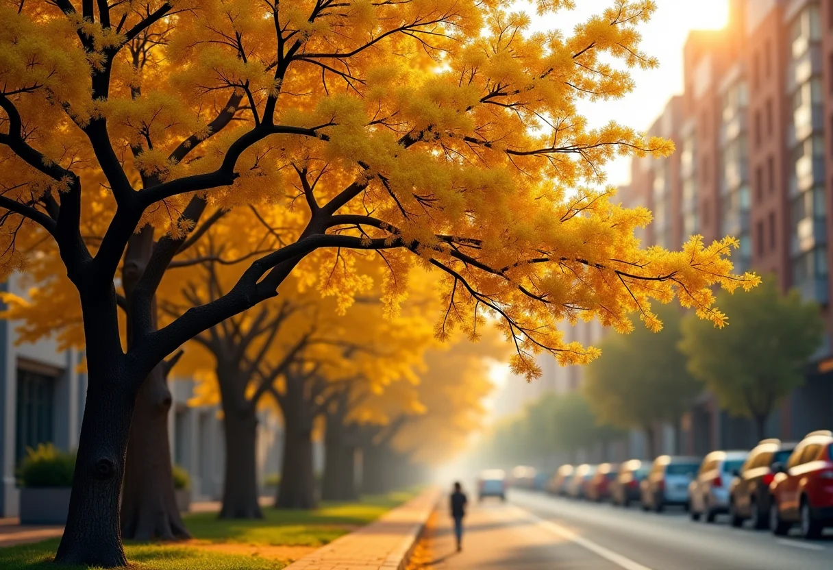 Sibipiruna exuberante com flores amarelas vibrantes