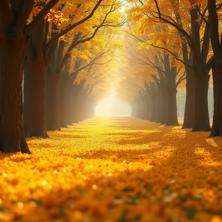 Tapete dourado de flores de ipê caídas no chão.