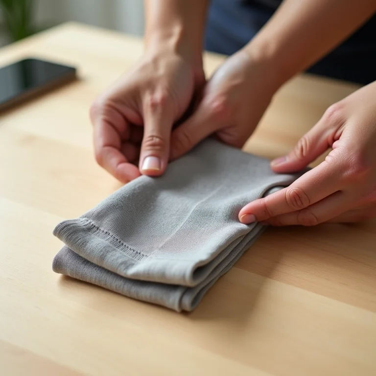 Técnica de dobragem de meias