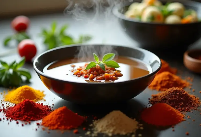 Tempero com glutamato realçando o sabor de um caldo