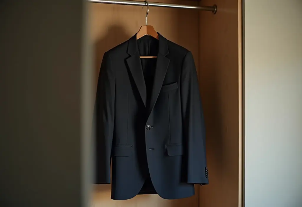 Como Limpar Terno a Seco em Casa (e Economizar) – Guia Fácil Terno pendurado em closet bem iluminado