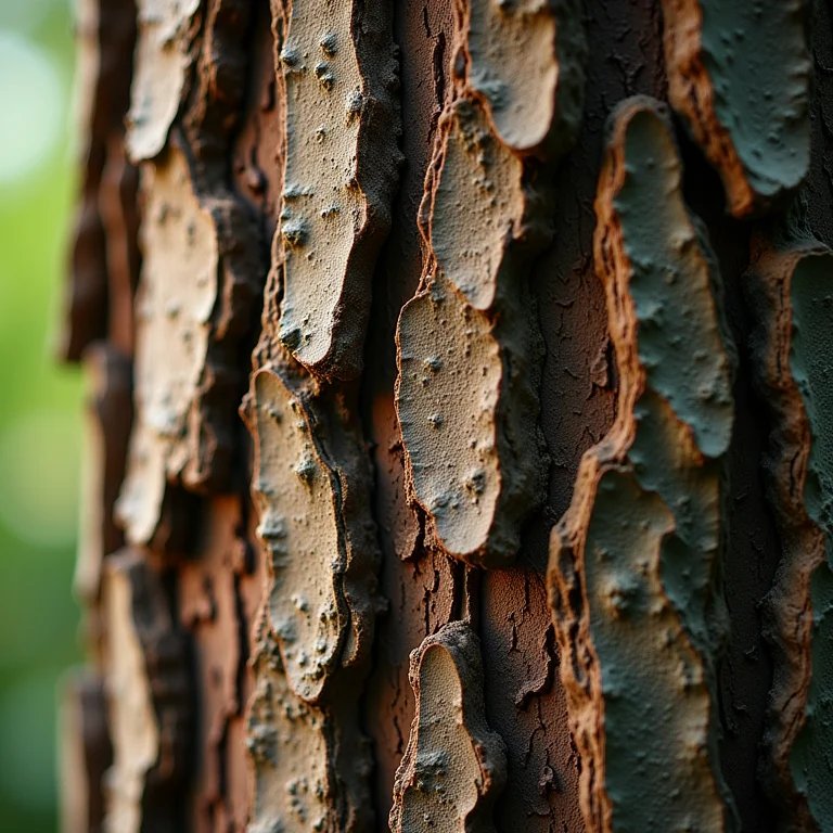 Texturas e cores da casca de árvore influenciando a cicatrização