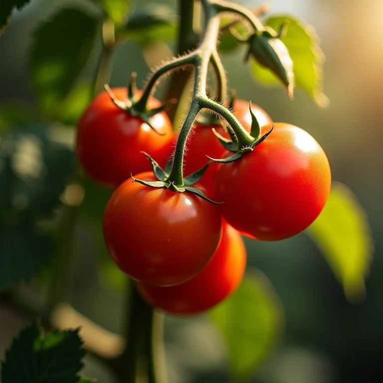Tomates vermelhos maduros no pé.