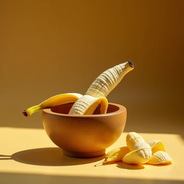 Triturando casca de banana para adubo