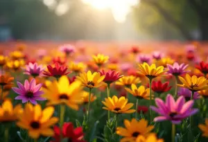 Um jardim exuberante com flores coloridas que duram mais de 6 meses.
