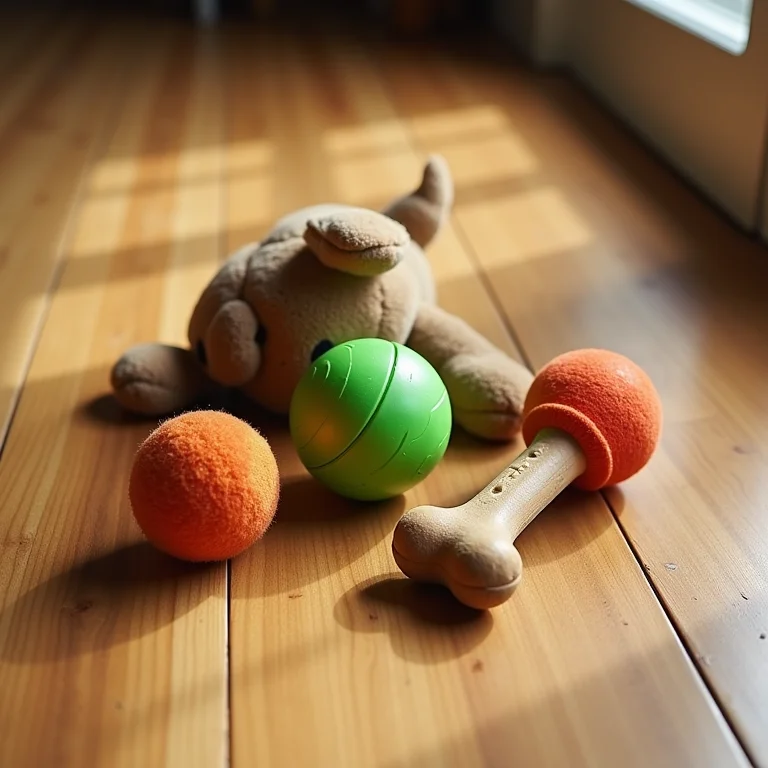 Variedade de brinquedos interativos para cães.