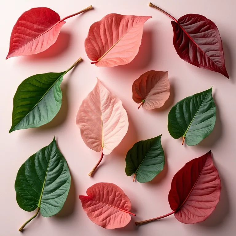 Variedade de folhas de begônias.