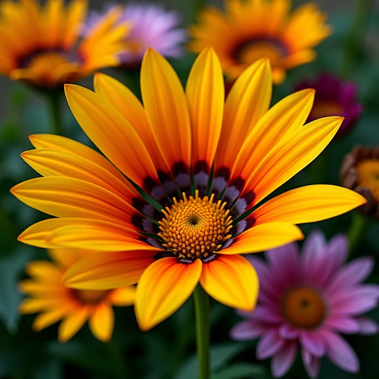Variedade de gazânias em diferentes cores e padrões