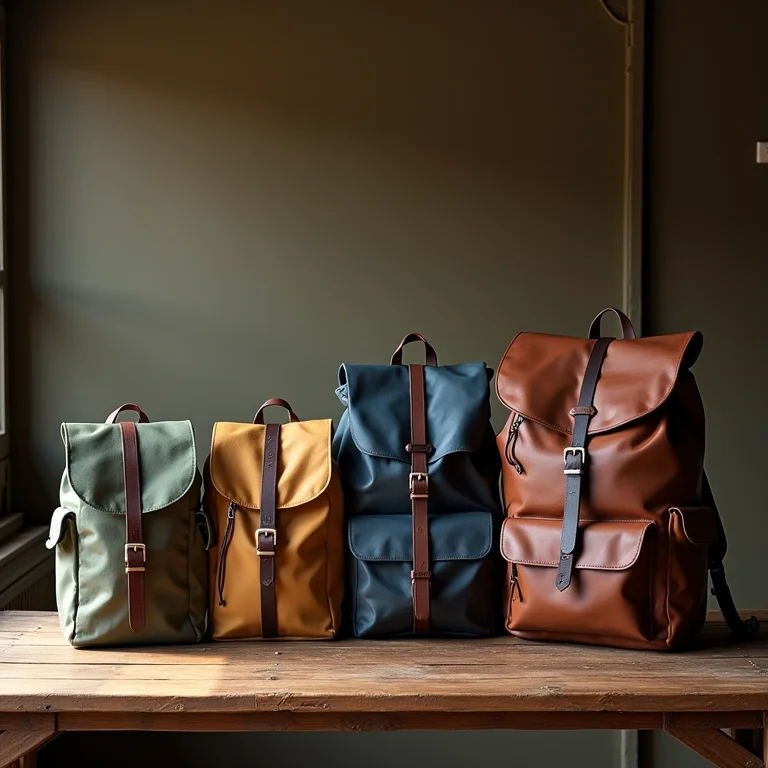 Variedade de mochilas de camping de diferentes tamanhos.