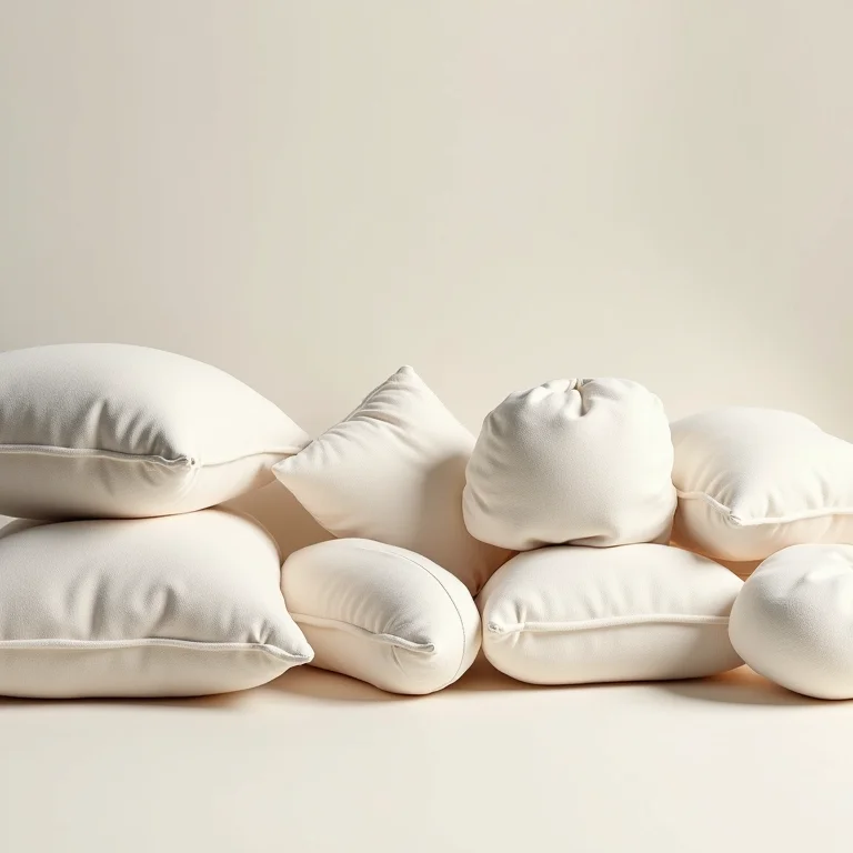 Variedade de travesseiros de fibra de paineira.